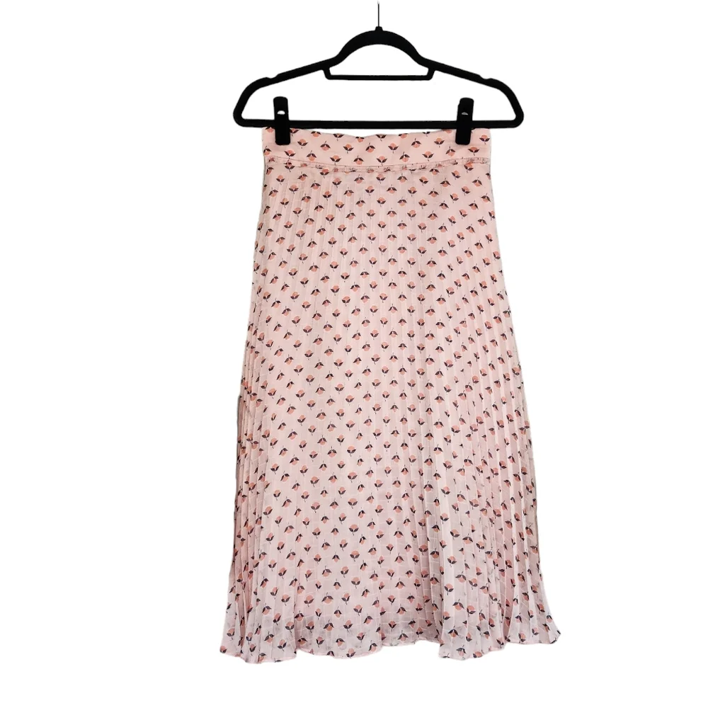 Ann Taylor Crinkle Fold Midi Skirt - Pink Fruit Pattern - Picture 1 of 6